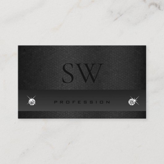 黒エレガントスネークパターンダークカラーズモノグラム 名刺 (正面)