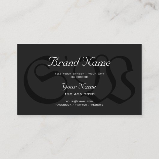 黒エレガントスネークパターンダークカラーズモノグラム 名刺 (裏面)