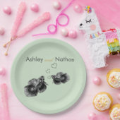 黒エレガントセージ水彩海岸結婚の ペーパープレート (パーティー)