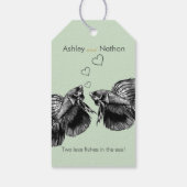 黒エレガントセージ水彩魚結婚の ギフトタグ (裏面)