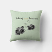 黒エレガントセージ水彩魚結婚の クッション (裏面)