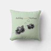 黒エレガントセージ水彩魚結婚の クッション (正面)