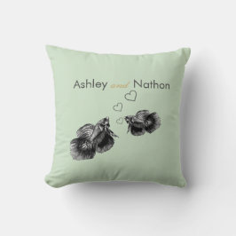 黒エレガントセージ水彩魚結婚の クッション