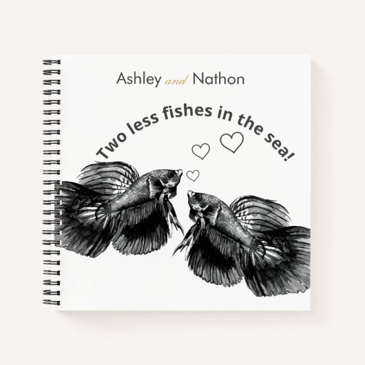 黒エレガントセージ水彩魚結婚の ノートブック (正面)