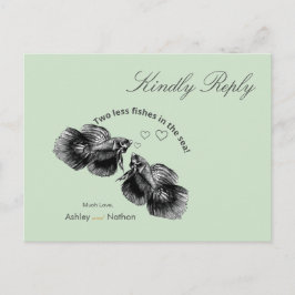 黒エレガントセージ水彩魚結婚の ポストカード