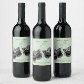 黒エレガントセージ水彩魚結婚の ワインラベル (ボトル)