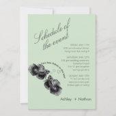 黒エレガントセージ水彩魚結婚の 招待状 (正面)