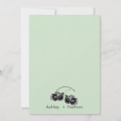 黒エレガントセージ水彩魚結婚の 招待状 (裏面)