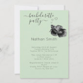 黒エレガントセージ水彩魚結婚の 招待状 (正面)