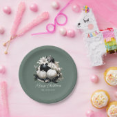 黒エレガントセージ緑のアイボリークリスマス装飾 ペーパープレート (パーティー)