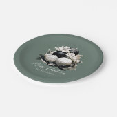 黒エレガントセージ緑のアイボリークリスマス装飾 ペーパープレート (アングル)