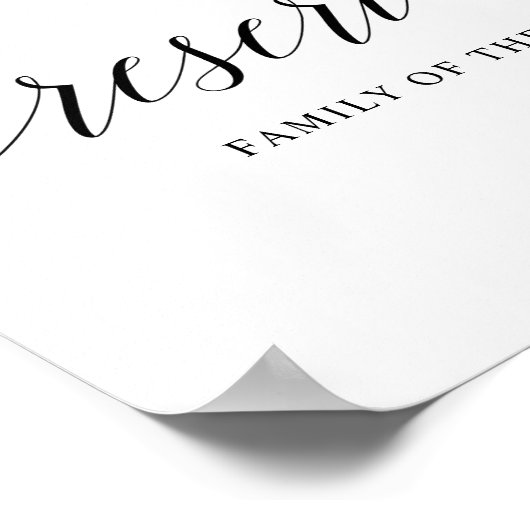 黒エレガントタイポグラフィ結婚の「RESERVED」記号 ポスター (角)