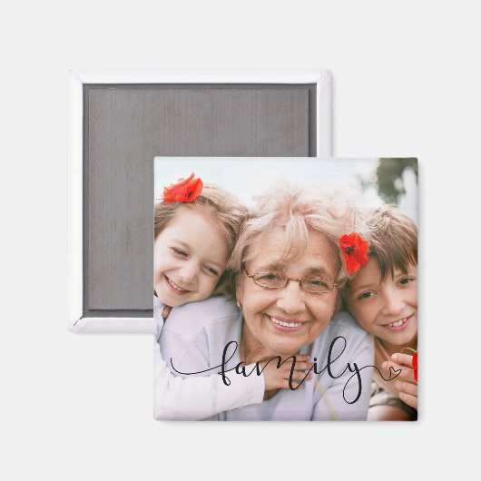 黒エレガントタイポグラフィ |家族カスタムの写真 マグネット (正面/裏面)