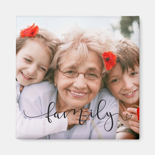 黒エレガントタイポグラフィ |家族カスタムの写真 マグネット (正面)