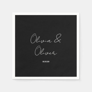 黒エレガントタイ結婚ズ スタンダードカクテルナプキン