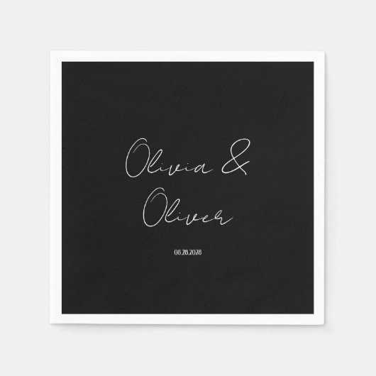 黒エレガントタイ結婚ズ スタンダードカクテルナプキン (正面)