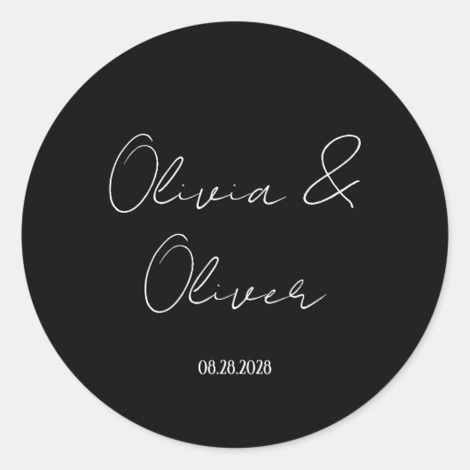 黒エレガントタイ結婚ズ ラウンドシール (正面)