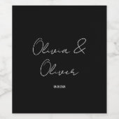 黒エレガントタイ結婚ズ ワインラベル (シングルラベル)