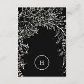 黒エレガントタキシドモノグラムリース結婚ズ エンクロージャーカード (裏面)