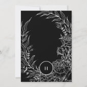 黒エレガントタキシードブライトホワイトモノグラムリース 招待状 (裏面)