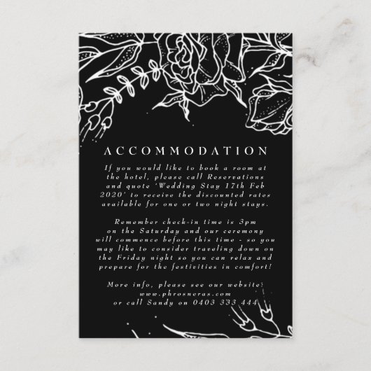 黒エレガントタキシードブライトホワイトリース結婚ズ エンクロージャーカード (正面)