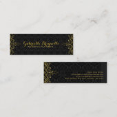 黒エレガントダマスクと金ゴールドフローラレースフレーム スキニー名刺 (正面/裏面)