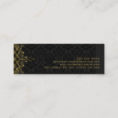 黒エレガントダマスクと金ゴールドフローラレースフレーム スキニー名刺 (裏面)