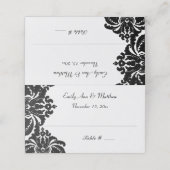黒エレガントダマスクウェディング座席表 プレイスカード (外部開封)