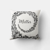 黒エレガントダマスクモノグラム クッション (裏面)