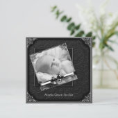 黒エレガントダマスク写真誕生のお知らせ 案内状 (スタンド正面)