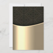 黒エレガントダマスク金ゴールドバチェロレッテ 招待状 (裏面)