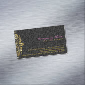 黒エレガントダマスク金ゴールドフローラレース2 マグネット名刺 (インサイチュ)