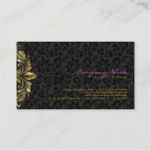 黒エレガントダマスク金ゴールドフローラレース2 名刺 (裏面)
