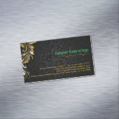 黒エレガントダマスク金ゴールドフローラレース4 マグネット名刺 (インサイチュ)