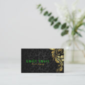 黒エレガントダマスク金ゴールドフローラレース4 名刺 (スタンド正面)