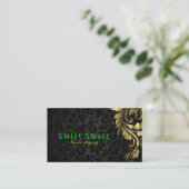 黒エレガントダマスク金ゴールドフローラレース4 名刺 (スタンド正面)