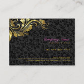 黒エレガントダマスク金ゴールドフローラレース 名刺 (裏面)