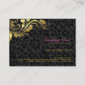 黒エレガントダマスク金ゴールドフローラレース 名刺 (裏面)