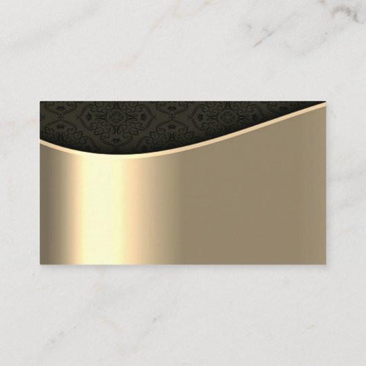 黒エレガントダマスク金ゴールド結婚のレジストリ エンクロージャーカード (裏面)