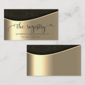 黒エレガントダマスク金ゴールド結婚のレジストリ エンクロージャーカード (正面/裏面)