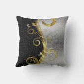 黒エレガントダマスク金ゴールド&シルバースワール クッション (裏面)
