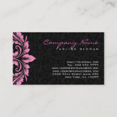 黒エレガントダマスピンクフローラ渦巻き 名刺 (裏面)