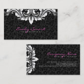 黒エレガントダマスホワイトフローラレース 名刺 (正面/裏面)