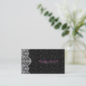 黒エレガントダマスホワイトレース 名刺 (スタンド正面)