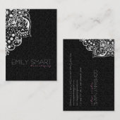 黒エレガントダマスホワイトヴィンテージレース 名刺 (正面/裏面)