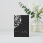 黒エレガントダマスホワイトヴィンテージレース 名刺 (スタンド正面)