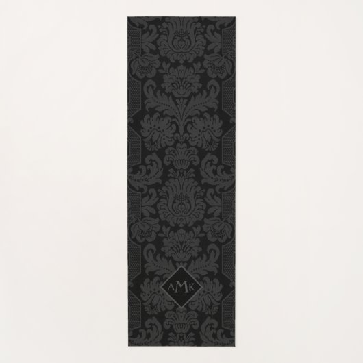 黒エレガントダマビクトリアンスク（モノグラム付） ヨガマット (正面)