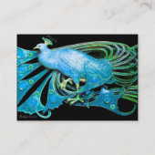 黒エレガントティール(緑がかった色)ブルー孔雀ファッション宝石 名刺 (裏面)