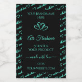 黒エレガントティール(緑がかった色)Wordクラウド製品ラベルハート フードラベル (シングルラベル)