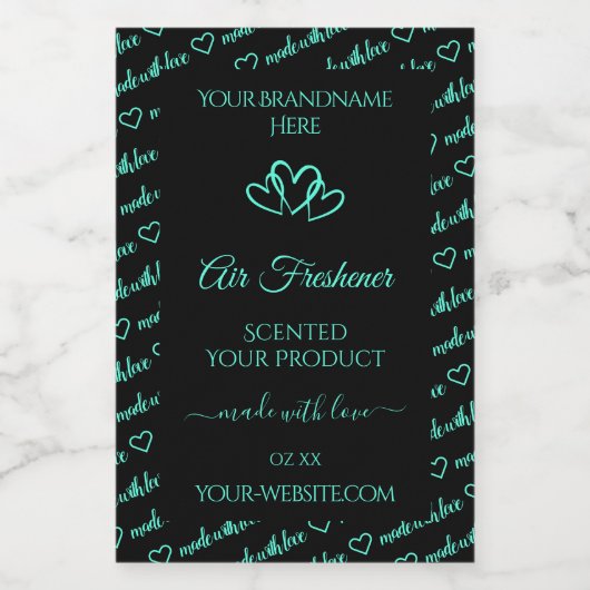 黒エレガントティール(緑がかった色)Wordクラウド製品ラベルハート フードラベル (シングルラベル)